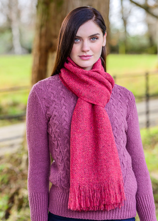 Mucros Alpaca Islander Scarf - Handcrafted in Ireland | Pink Tones