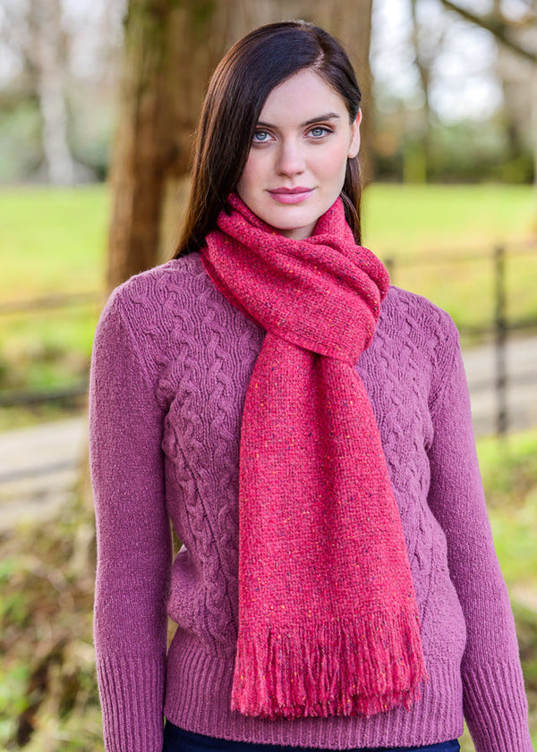 Mucros Alpaca Islander Scarf - Handcrafted in Ireland | Pink Tones