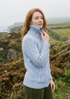 Aran Claddagh Zip Cardigan | 100% Merino Wool | Sky Blue