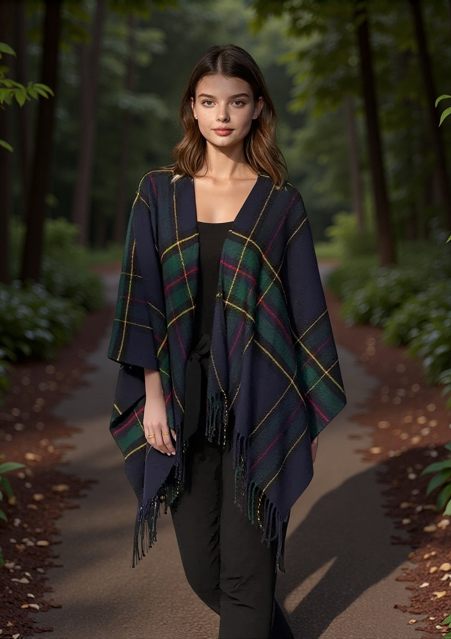 Jimmy Hourihan Fringed Shaw | Green Plaid Design