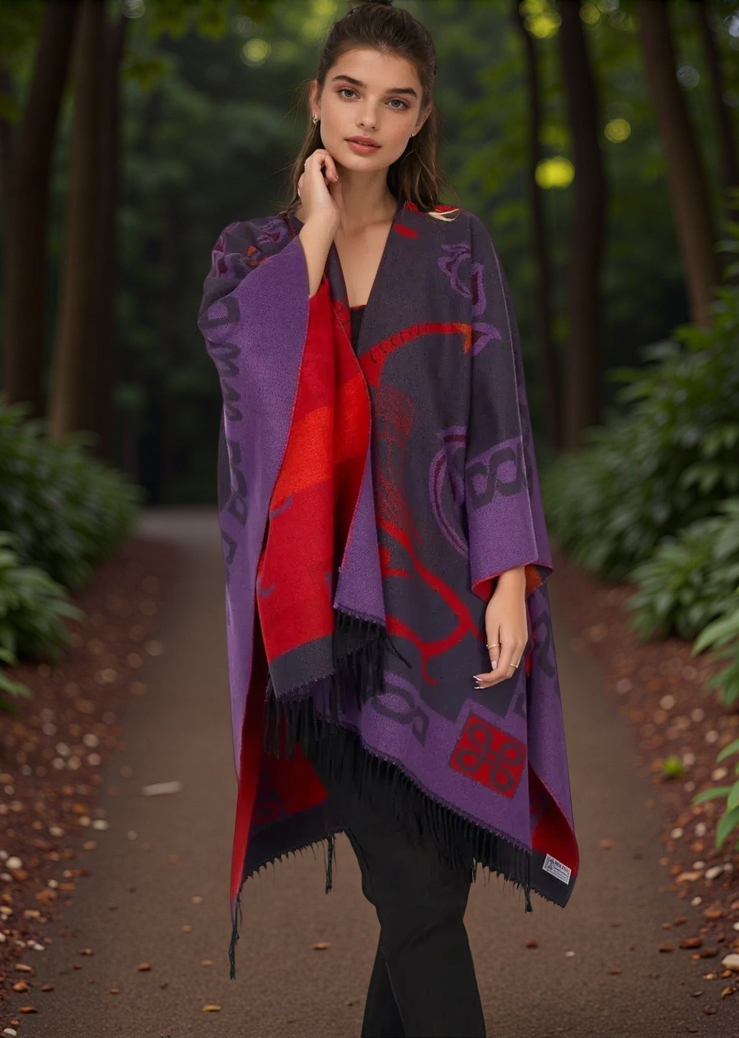 Jimmy Hourihan Fringed Shawl | Purple Tones
