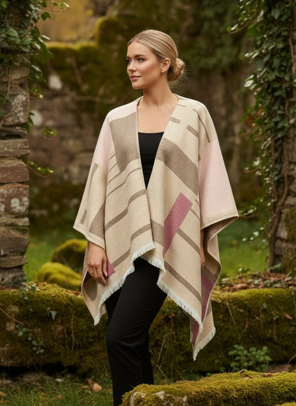 Jimmy Hourihan Fringed Shawl with Piano Keyboard Motif