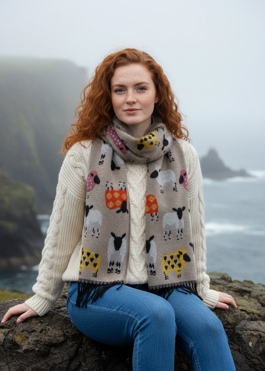 Jimmy Hourihan Fringed Sheep Scarf | Natural