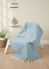 John Hanly Cashmere Baby Blanket | Blue Herringbone | Luxury Irish Gift