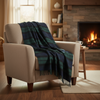 John Hanly Cashmere Merino Throw - Navy Green
