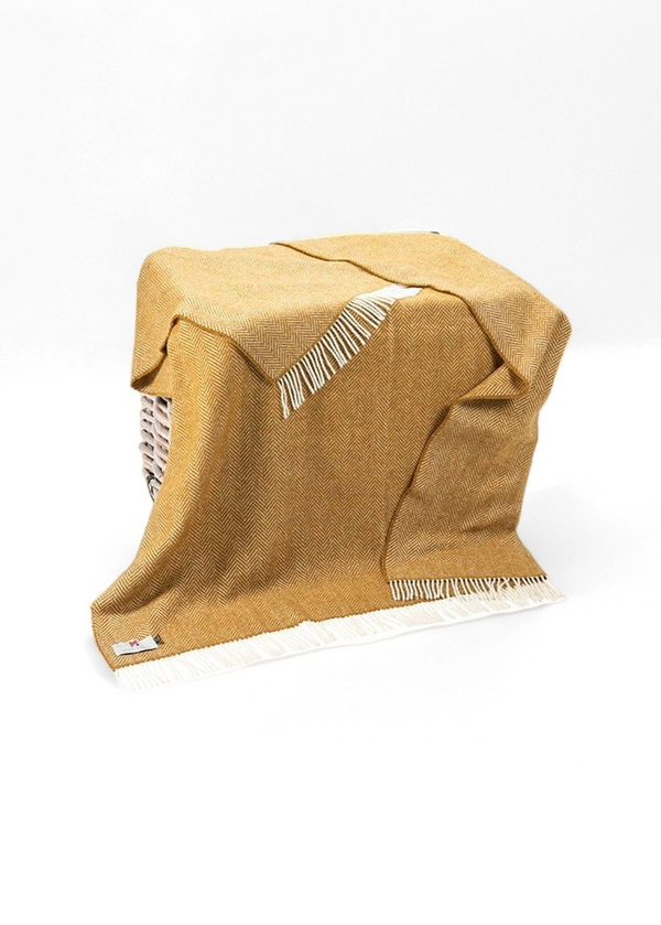 John Hanly Cashmere Merino Throw | Mustard