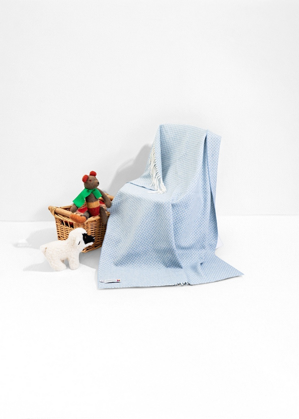 John Hanly Lambswool Baby Blanket | Blue