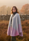 John Hanly Lambswool Cape | Pink Grey Block - Irish Heritage Knitwear