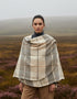 John Hanly Lambswool Cape Shawl | Rust Cream & Brown Mix | Irish Wool