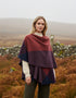 John Hanly Lambswool Cape Shawl | Rust Wine Block Check | Irish Knitwear
