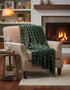 John Hanly Large Lambswool Throw | Green Windowpane