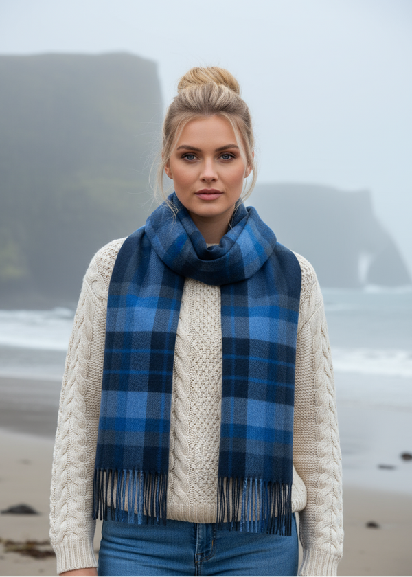John Hanly Merino Scarf | Blue Navy