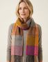 John Hanly Merino Scarf | Pink Mustard Sand Block Check