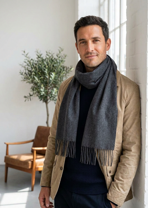 John Hanly Merino Scarf | Solid Charcoal