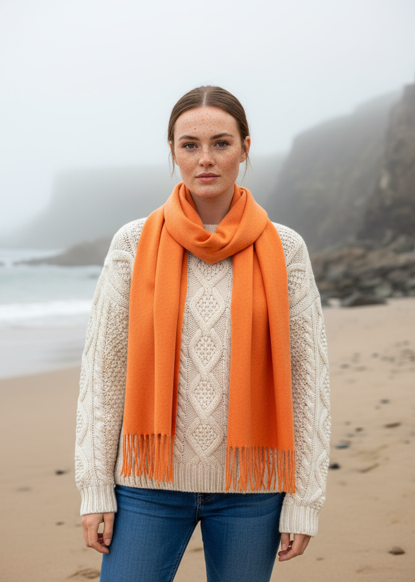 John Hanly Merino Scarf | Tangerine