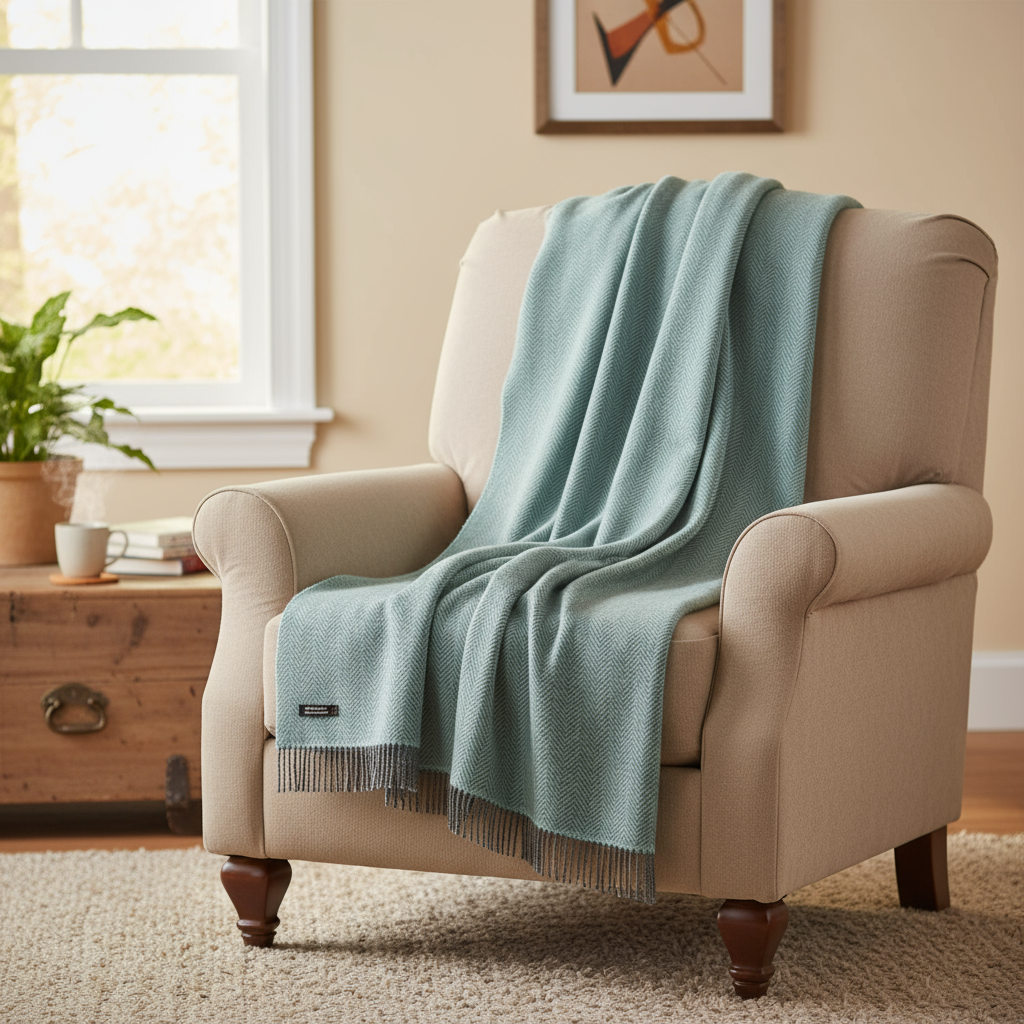 John Hanly Oversized Cashmere Throw - Duck Egg