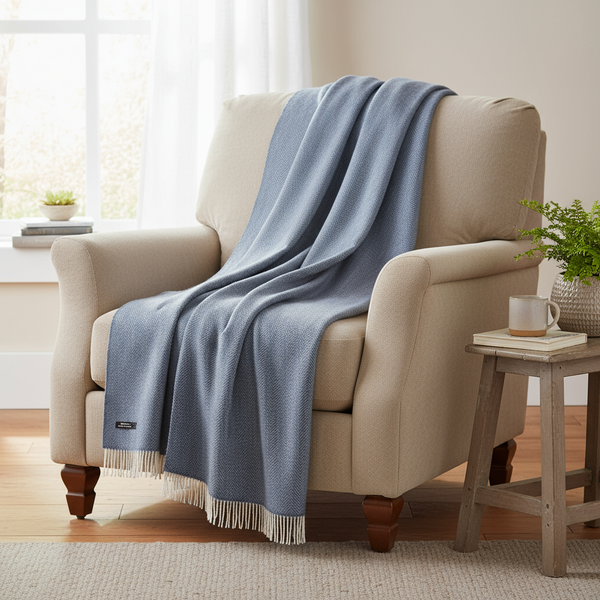 John Hanly Oversized Cashmere Throw Denim