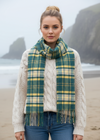 John Hanly Yellow Green Mix Check Scarf