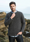 Men's Donegal Wool Curl Neck Sweater | Charcoal