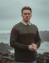 Men's Three Color Donegal Wool Sweater - Traditional Irish Knitwear