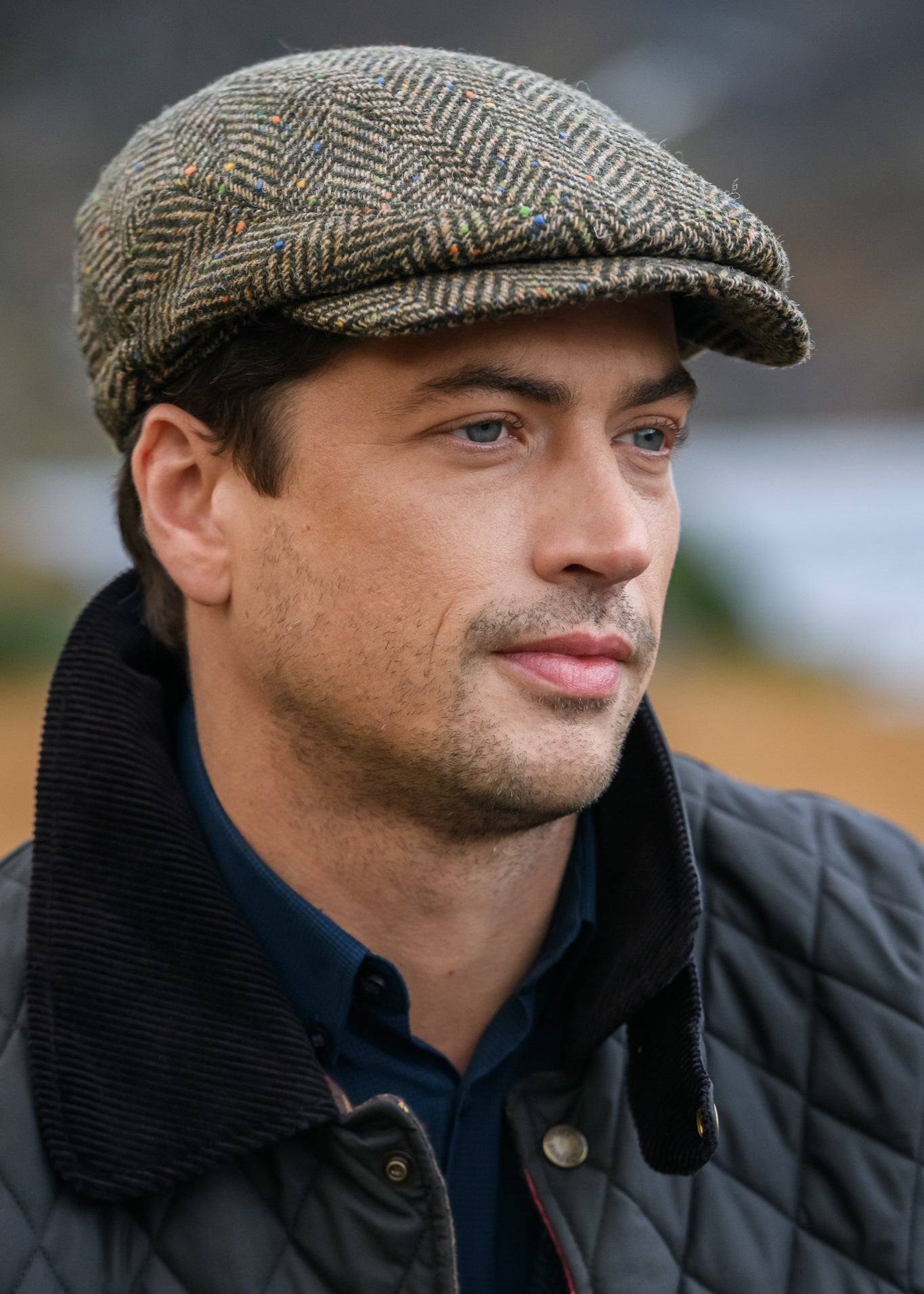 Mucros Kerry Cap | Brown Herringbone Flat Cap