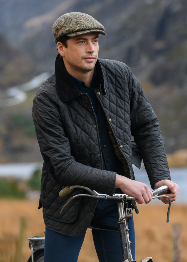 Mucros Kerry Cap | Brown Herringbone Flat Cap