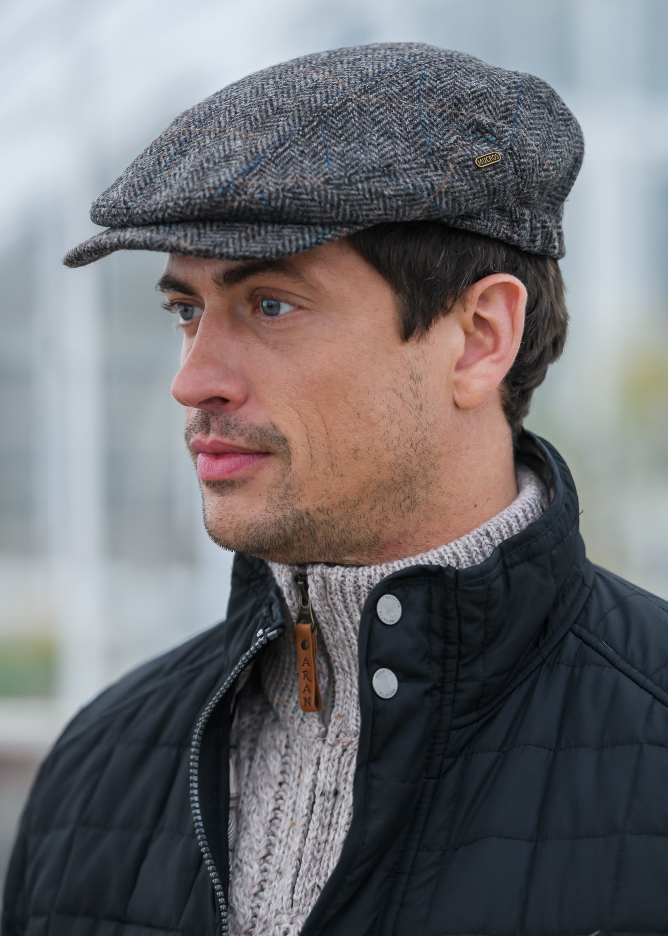 Mucros Kerry Cap | Grey Herringbone