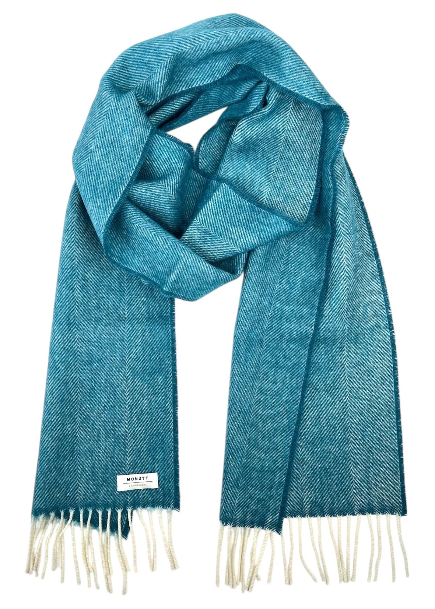 McNutt of Donegal Kingfisher Herringbone Lambswool Scarf | Irish Merino Wool