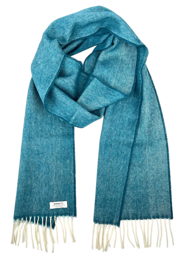 McNutt of Donegal Kingfisher Herringbone Lambswool Scarf | Irish Merino Wool