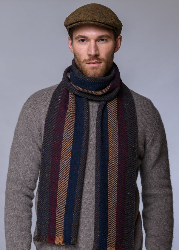 Mucros Donegal Scarf | Mustard Navy