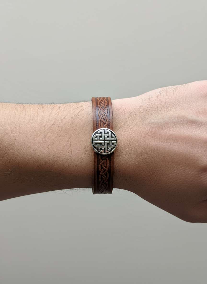 Knot Brown Celtic Cuff Leather Bracelet