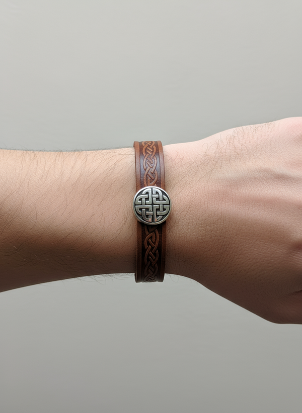 Knot Brown Celtic Cuff Leather Bracelet