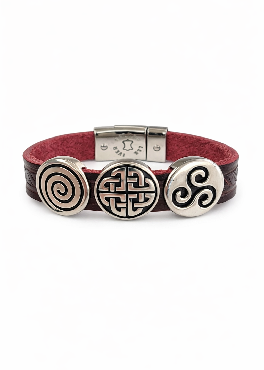 Knot Celtic Cuff Leather Bracelet | Maroon