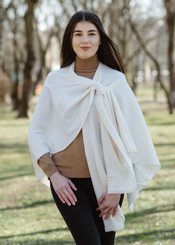 Lambswool Draped Shawl | Natural
