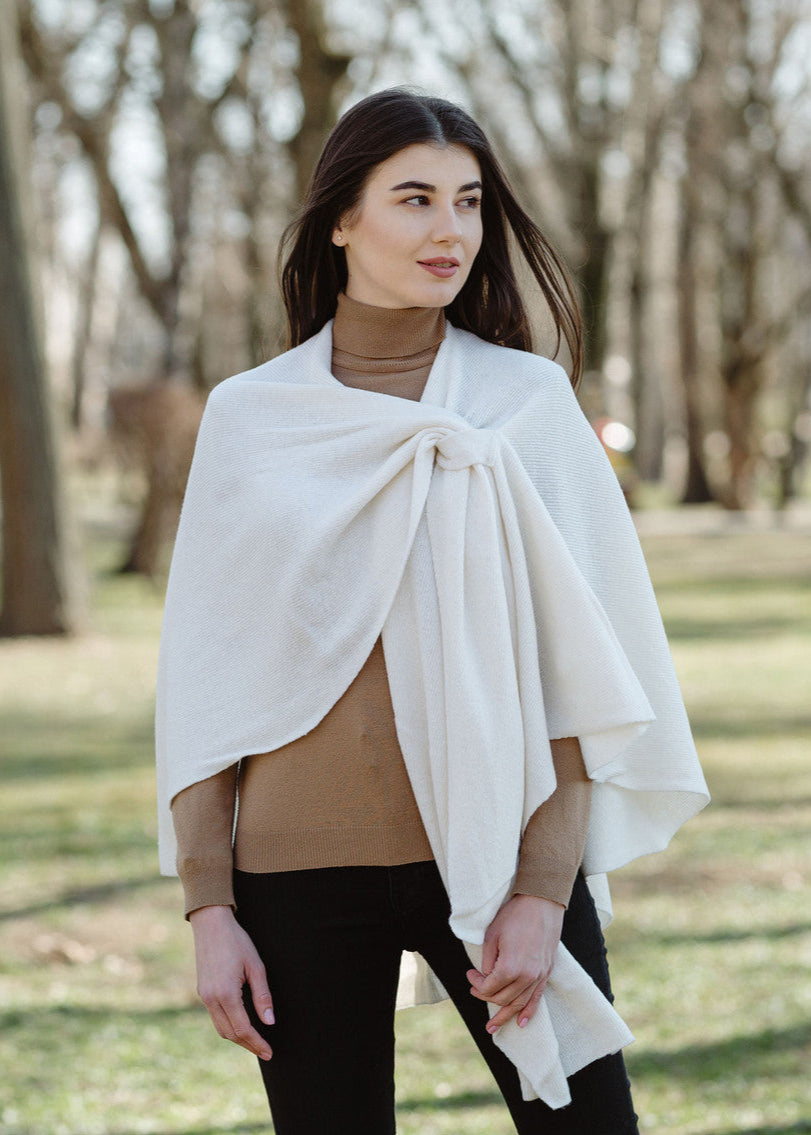 Lambswool Draped Shawl | Natural