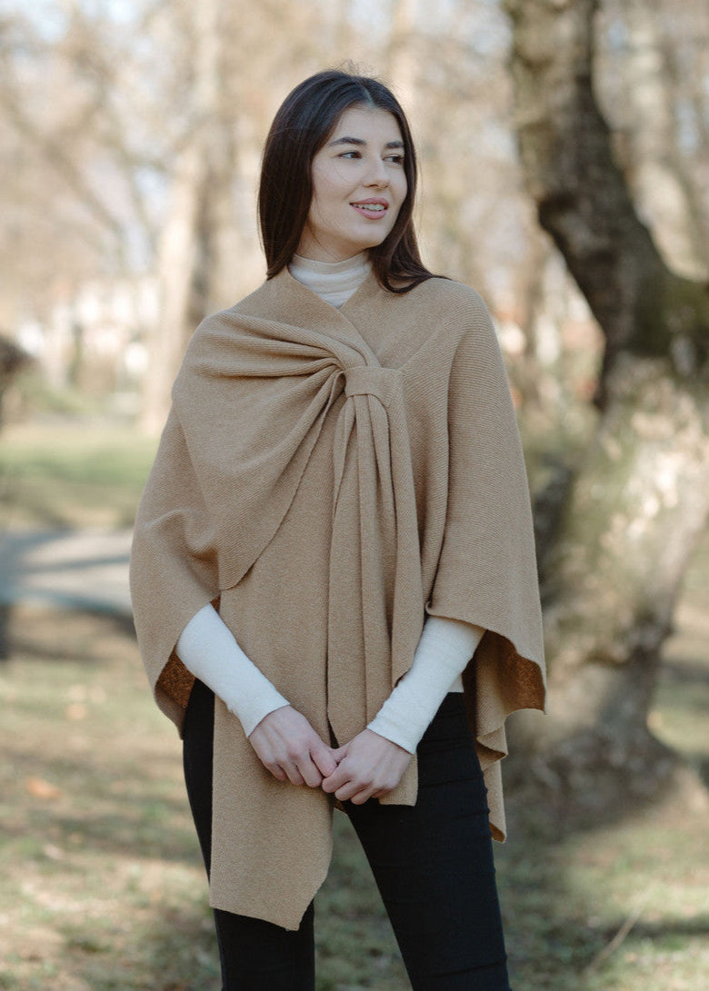 Lambswool Draped Shawl | Beige