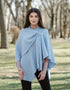 Lambswool Draped Shawl | Light Blue