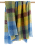 Mohair Throw | Blue Yellow Lime Brown Blocks