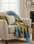 Mohair Throw Blue Yellow Lime Brown Blocks