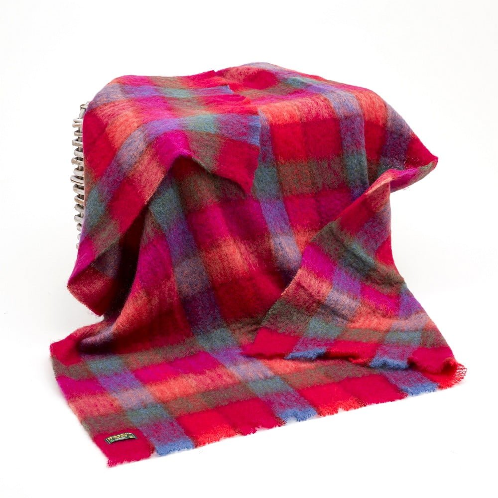 John Hanly Mohair Throw Red Pink Block