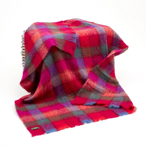 John Hanly Mohair Throw Red Pink Block