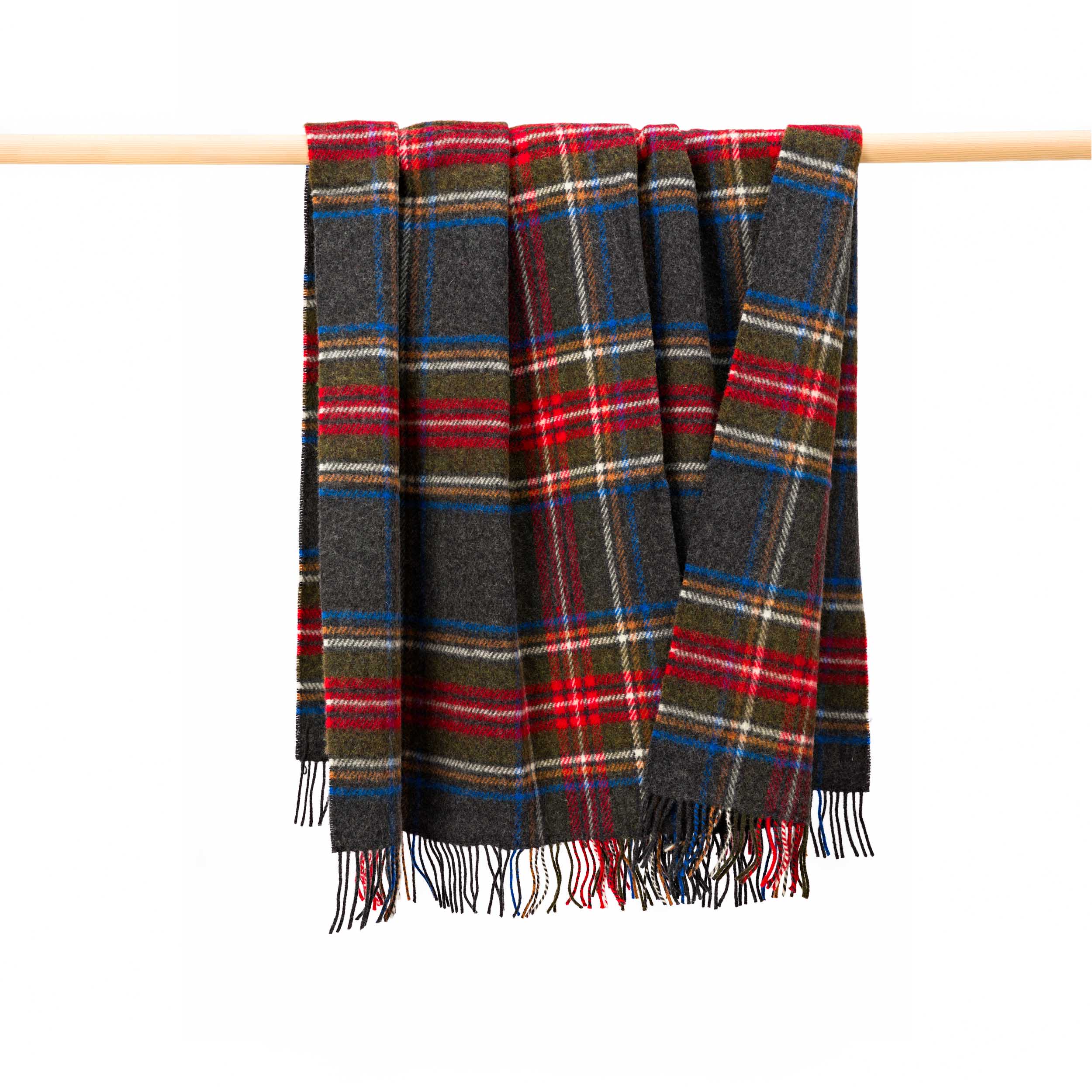 Large Irish Picnic Blanket | Grey Red Stewart