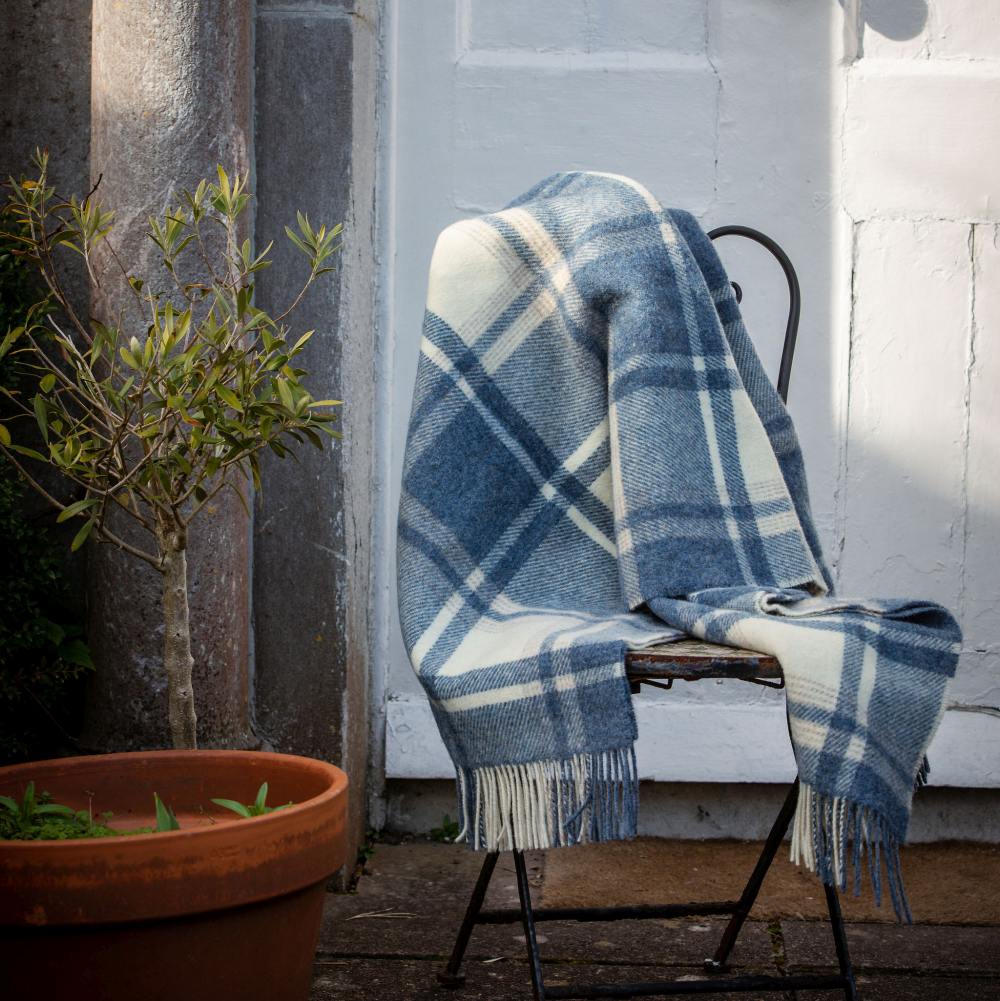 John Hanly Large Natural Denim Blue Blanket