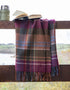 Large Irish Wool Blanket - Raspberry Purple Green Orange Tartan by John Hanly