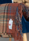 Large Irish Picnic Blanket Brown Orange and Blue Plaid