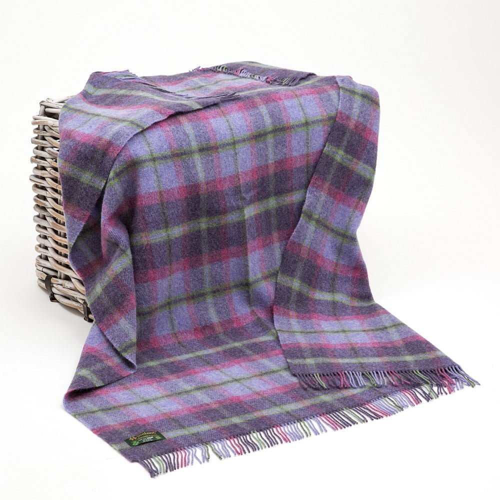 John Hanly Purple Pink and Green Tartan Blanket