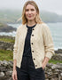 Damen-Aran-Strickjacke | 100 % Wolle | Natur