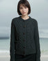 Ladies Aran Cardigan | Army Green