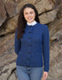 Ladies Button Aran Cardigan | Blue