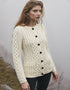 Ladies Button Aran Cardigan | Natural